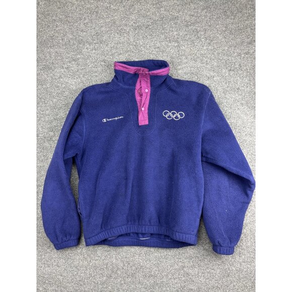 Vintage USA Olympic Team 1994 Champion Fleece Pullover M Blue Purple Made in USA - Picture 1 of 8